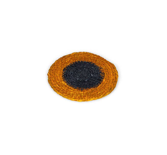 BRITISH COLOUR STANDARD Seagrass Coaster, 4.5" D - Midnight Blue / Tuscan Yellow