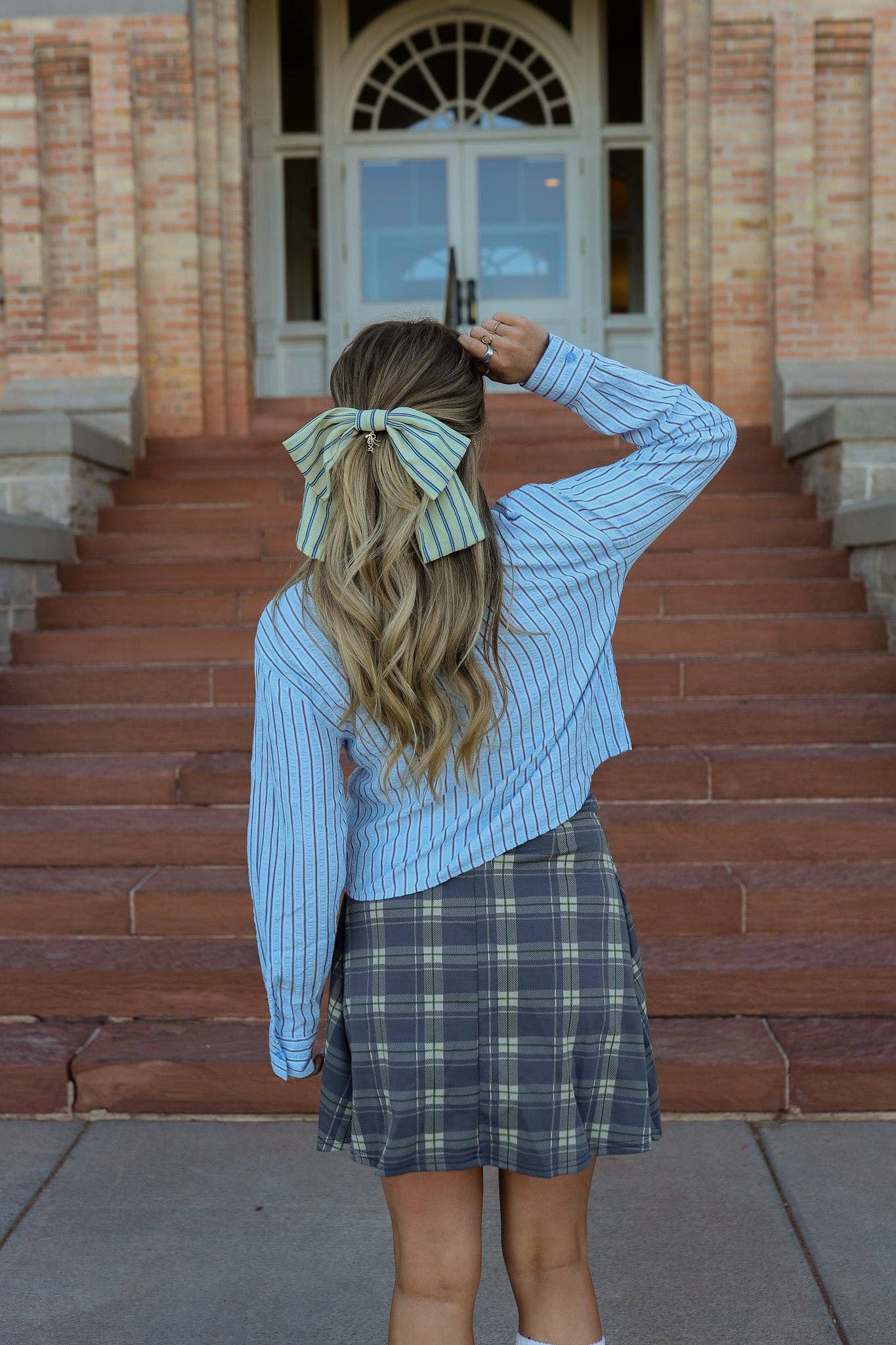 University Stripe Bow Barrette
