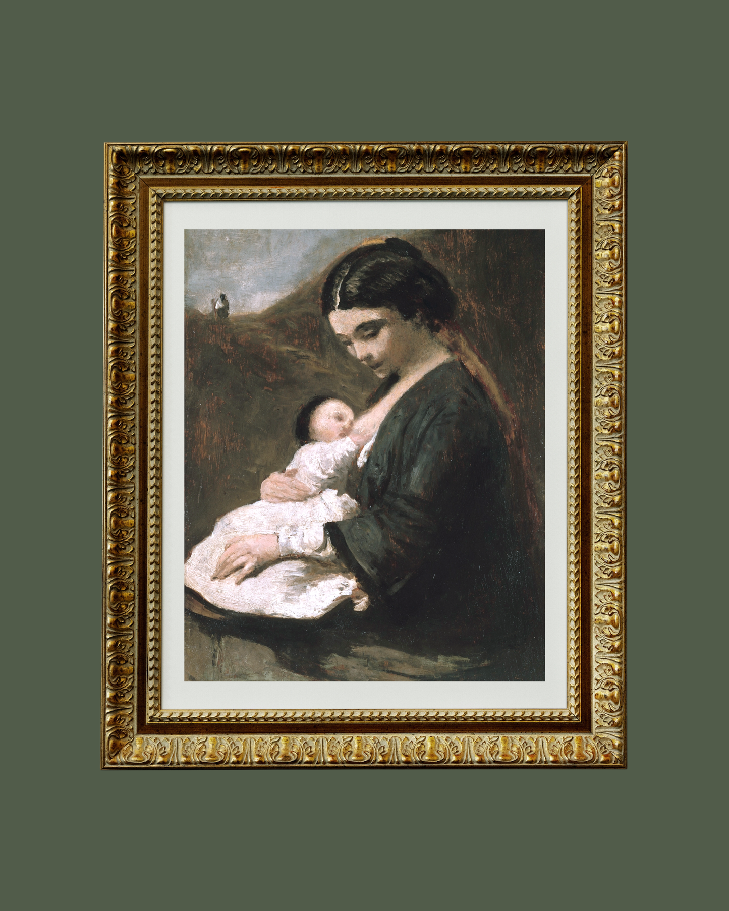 Mother and Child Antique Art Print