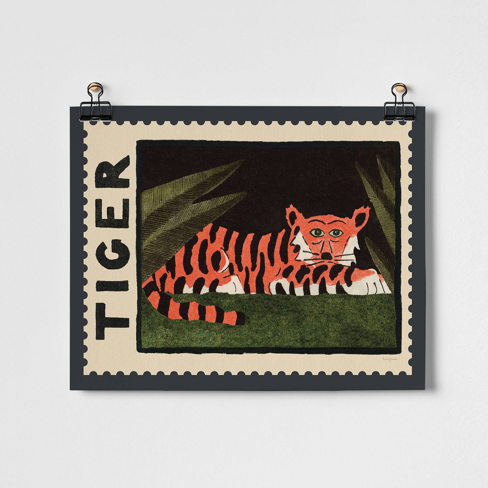 Tiger Vintage Stamp Fine Art Print