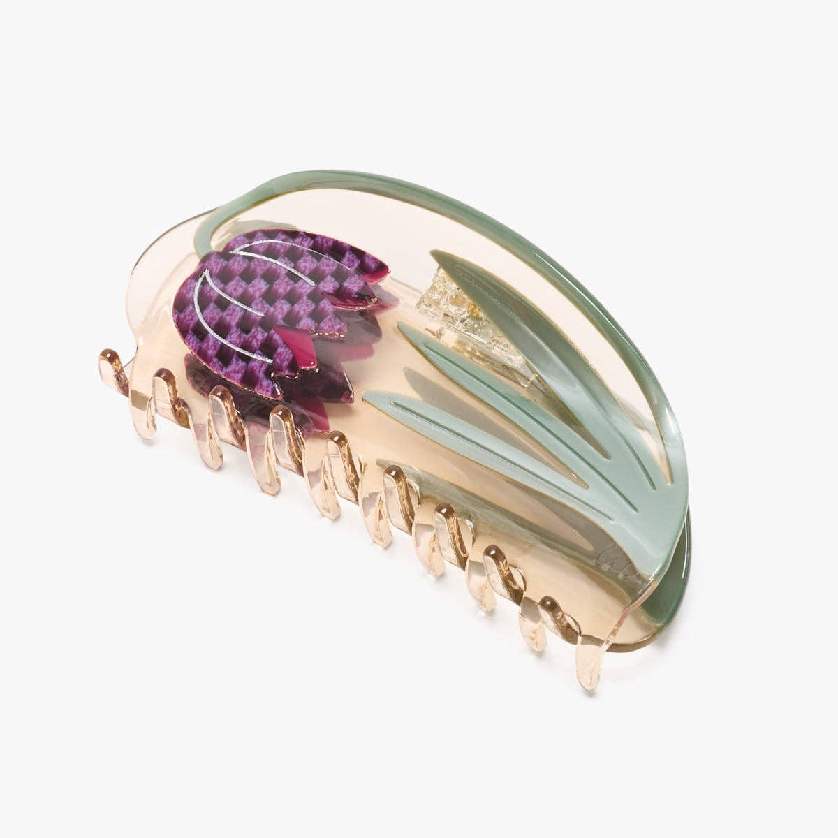 Fritillaria Tulip Checkered Flower Large Acetate Claw Clip