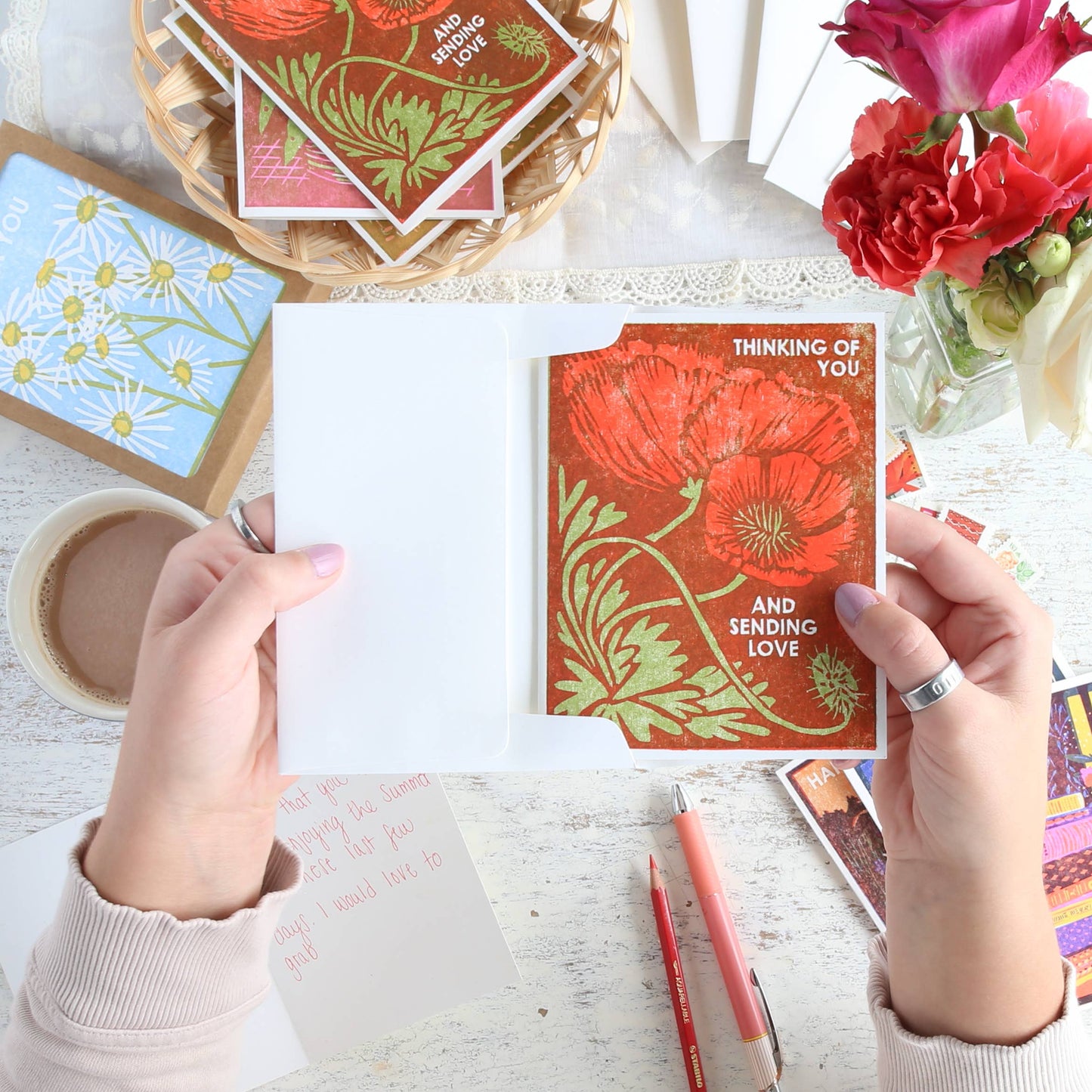 Thinking of You (Red Poppies) Friendship Card