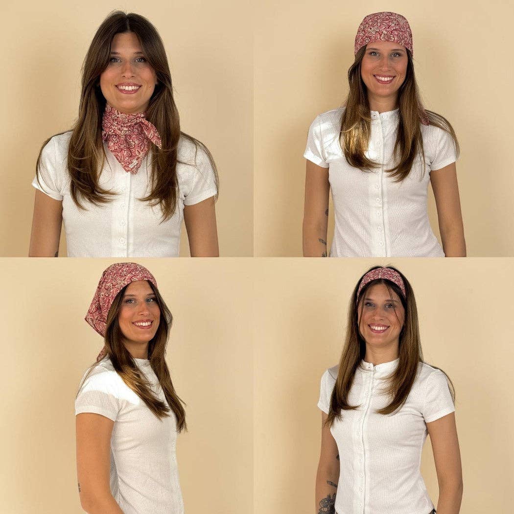 Floral Chiffon Square Scarf – Ecru & Pink (Came)
