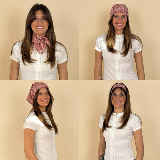 Floral Chiffon Square Scarf – Ecru & Pink (Came)