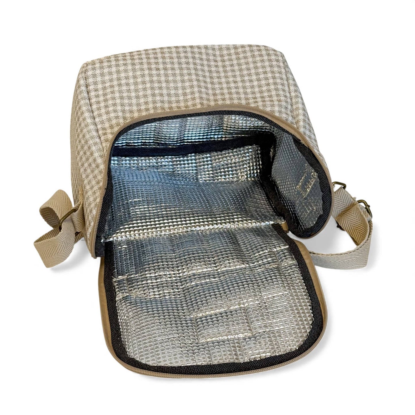 Insulated Lunch Bag in beige Check