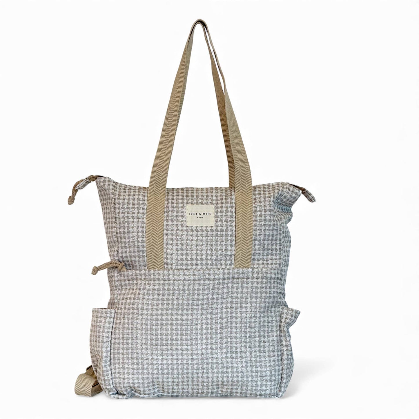 Backpack & Shoulder Bag in Beige Check