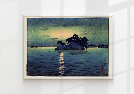 Matsushima in Moonlight by Hasui: 8x10 Inches
