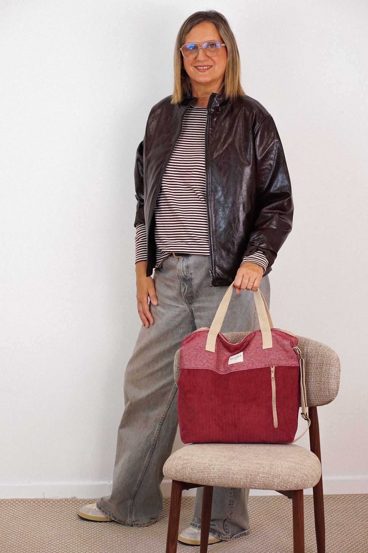 Corduroy Large Handbag – Burgundy (Arde)