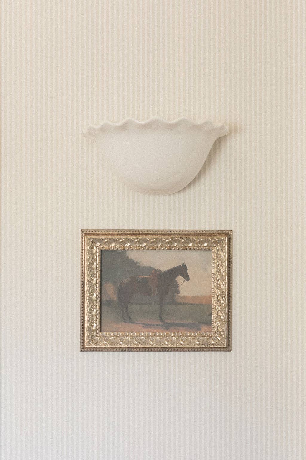 Saddled Horse Framed Antique Art: 7x5