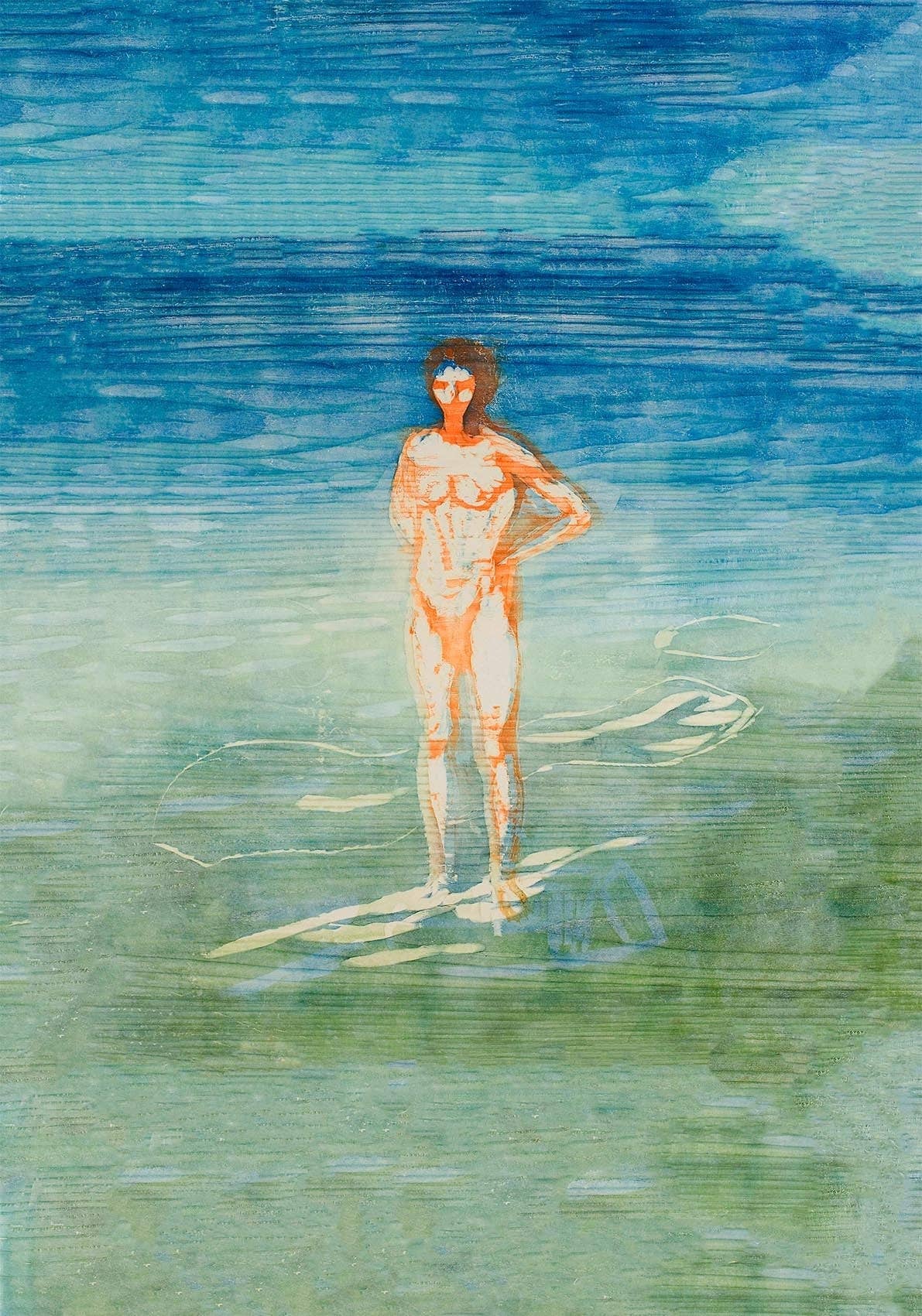 Edvard Munch Man Bathing Art Poster: 5x7 Inches