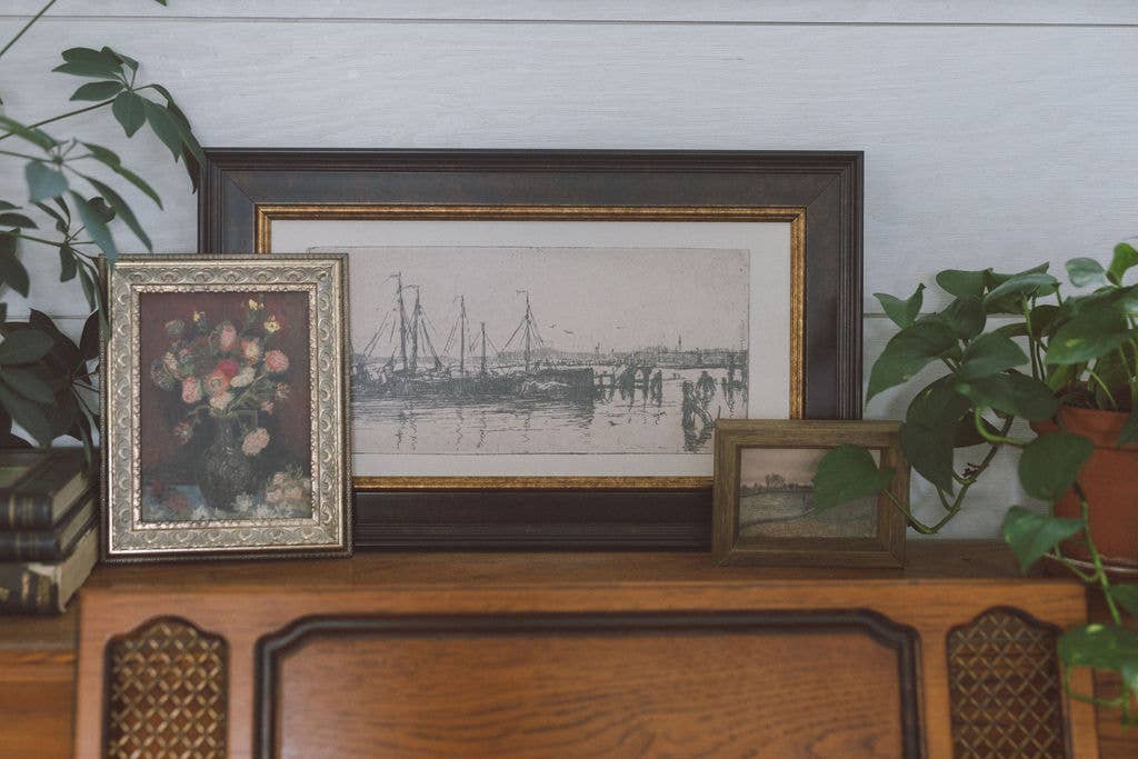 The Barges Framed Antique Art