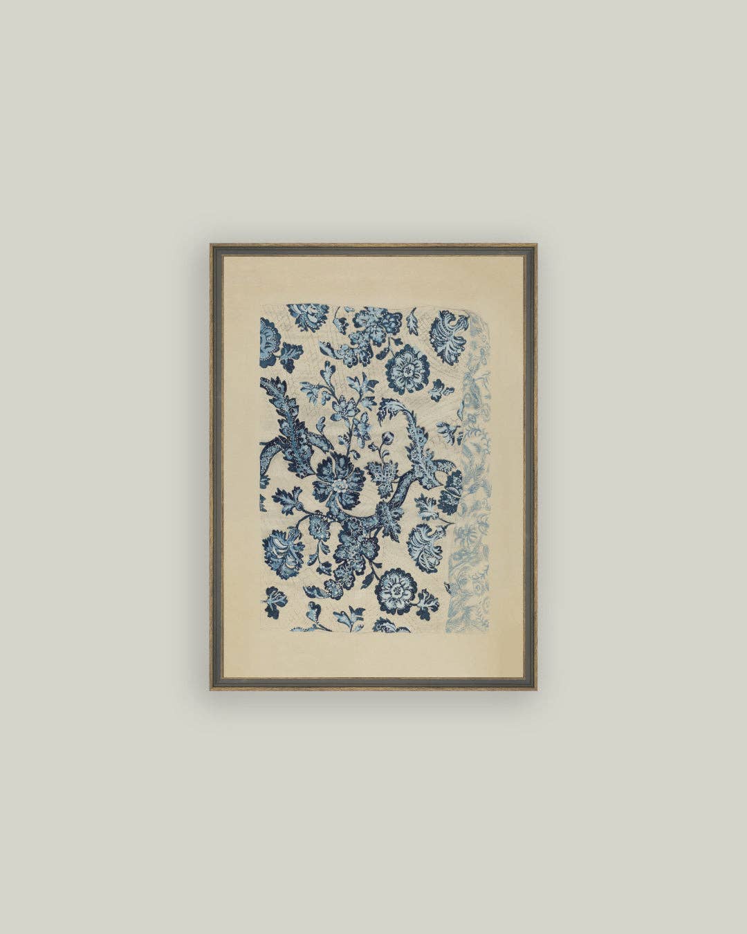 Blue Textile Pattern Framed Antique Art