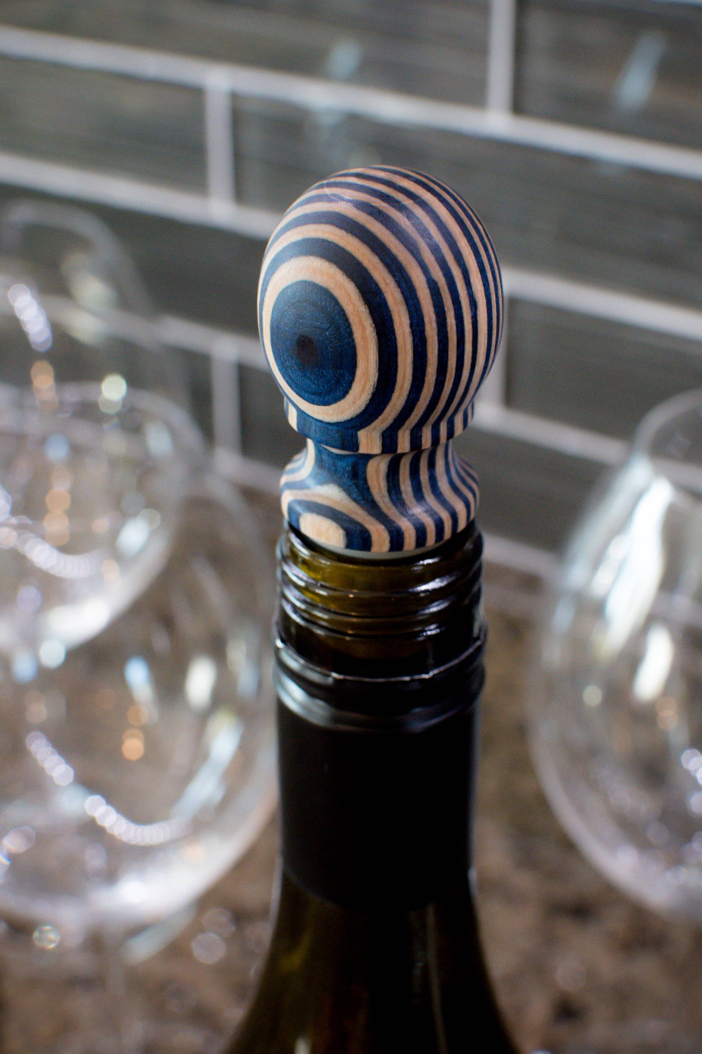 3" Blue Pakka Bottle Stopper - Carded