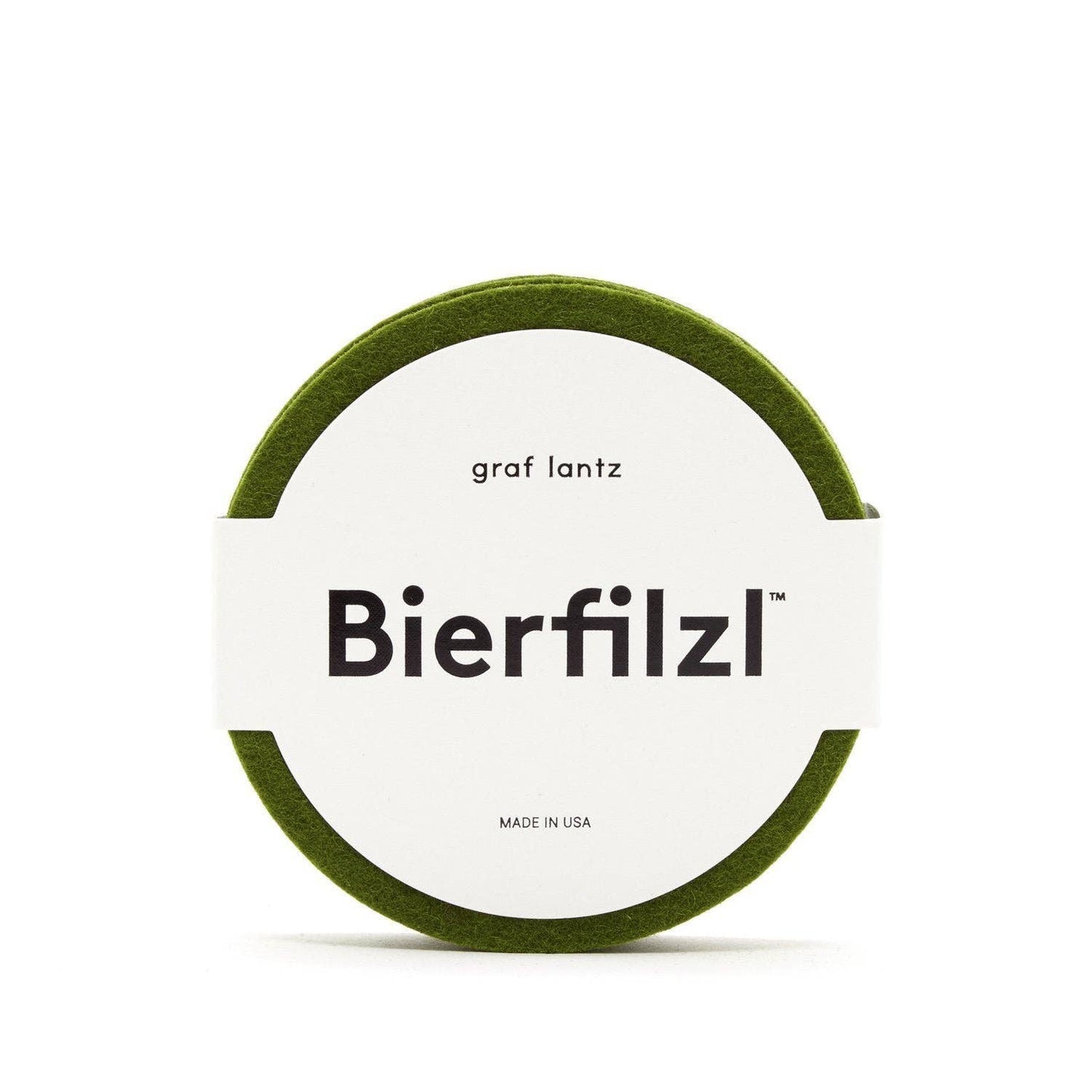 Bierfilzl Merino Wool Felt Round Coaster Solid 4 Pack: Loden Green