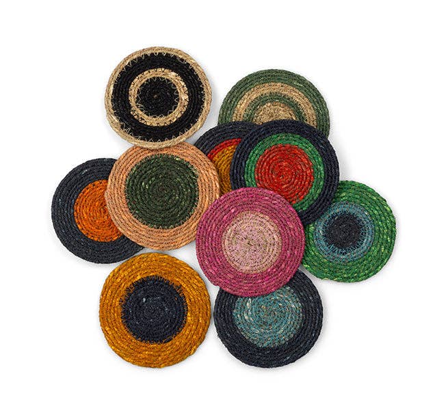 BRITISH COLOUR STANDARD Seagrass Coaster, 4.5" D - Tuscan Yellow / Guardsman Red