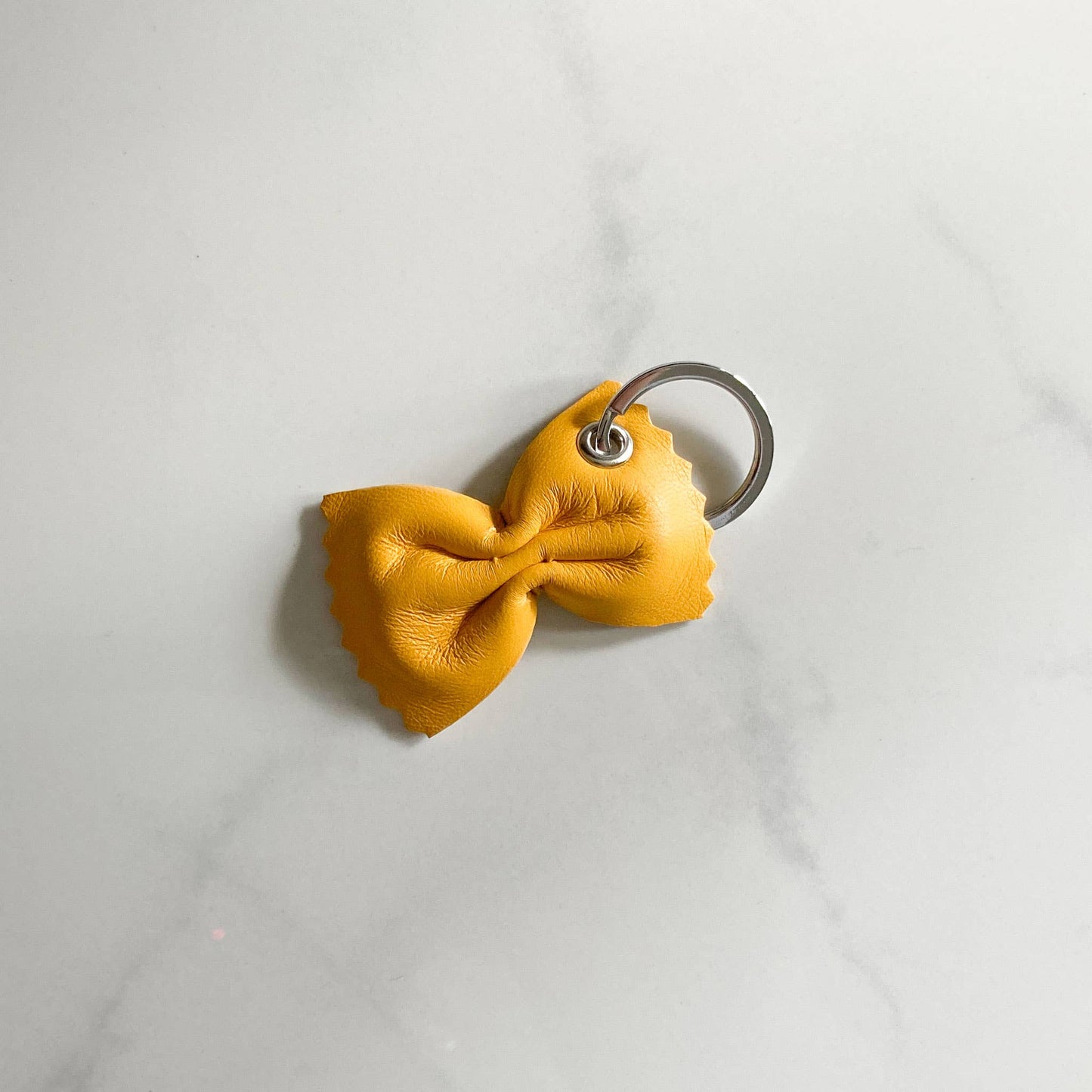 Farfalle Leather Keychain - Egg Yolk