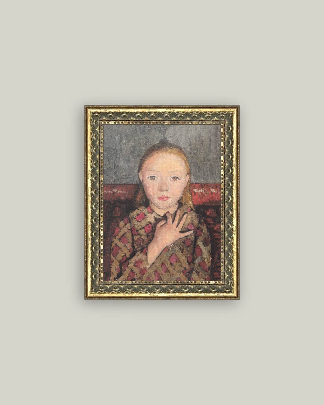 Young Girl Portrait Framed Antique Art