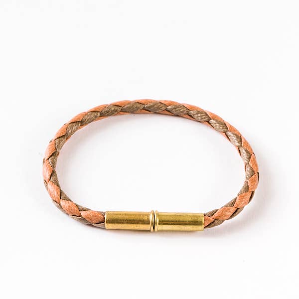 Flint Single Waxed Canvas Bracelet: Brown / Large