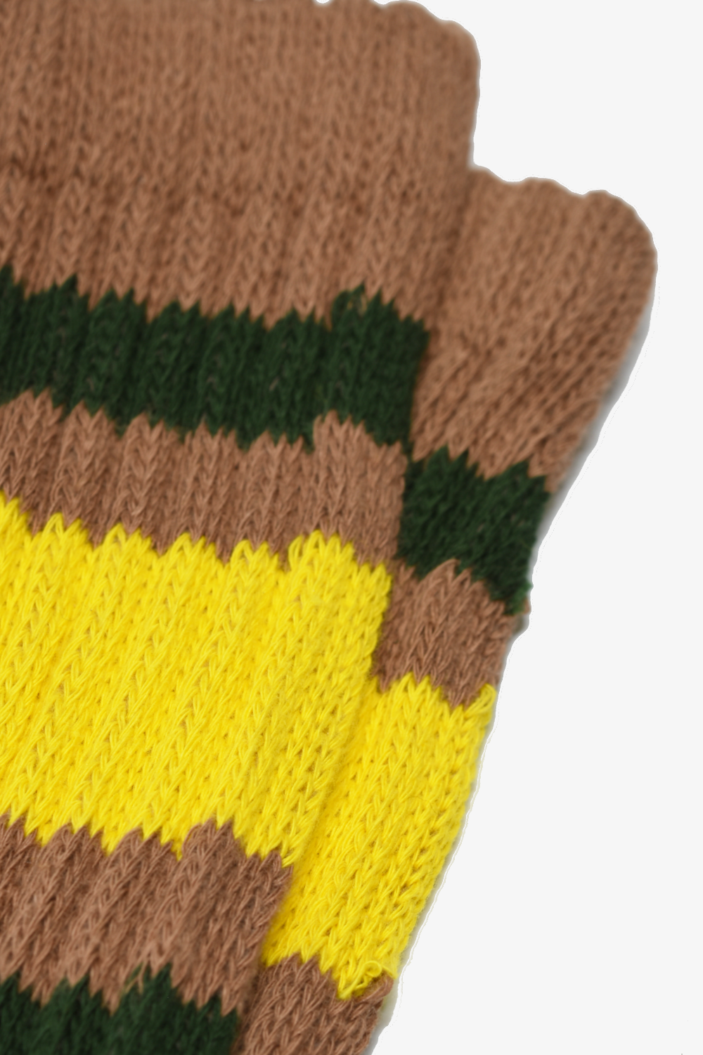 Coarse Ribbed Old School Crew Socks: Brown / Yellow / M/L