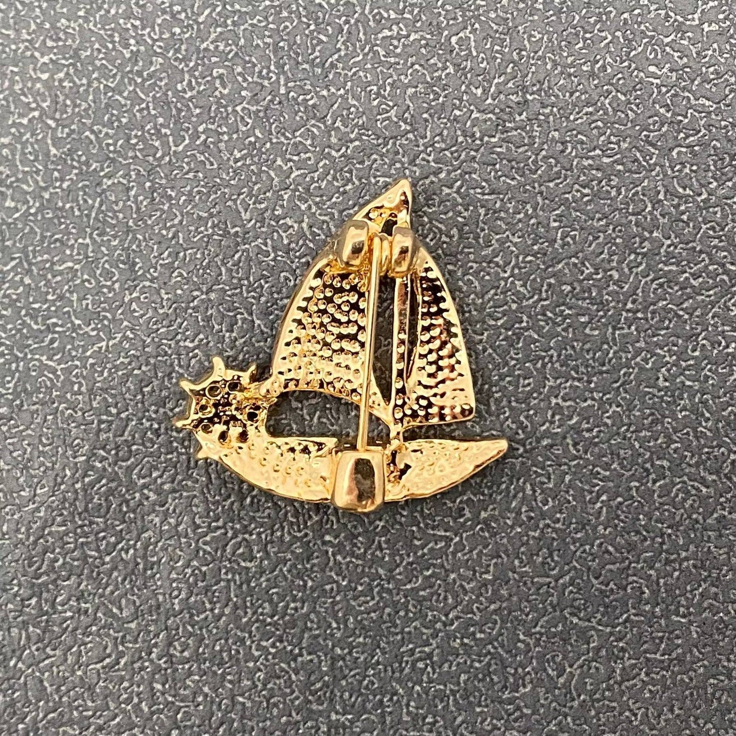 Rhinestone Sailboat Brooch