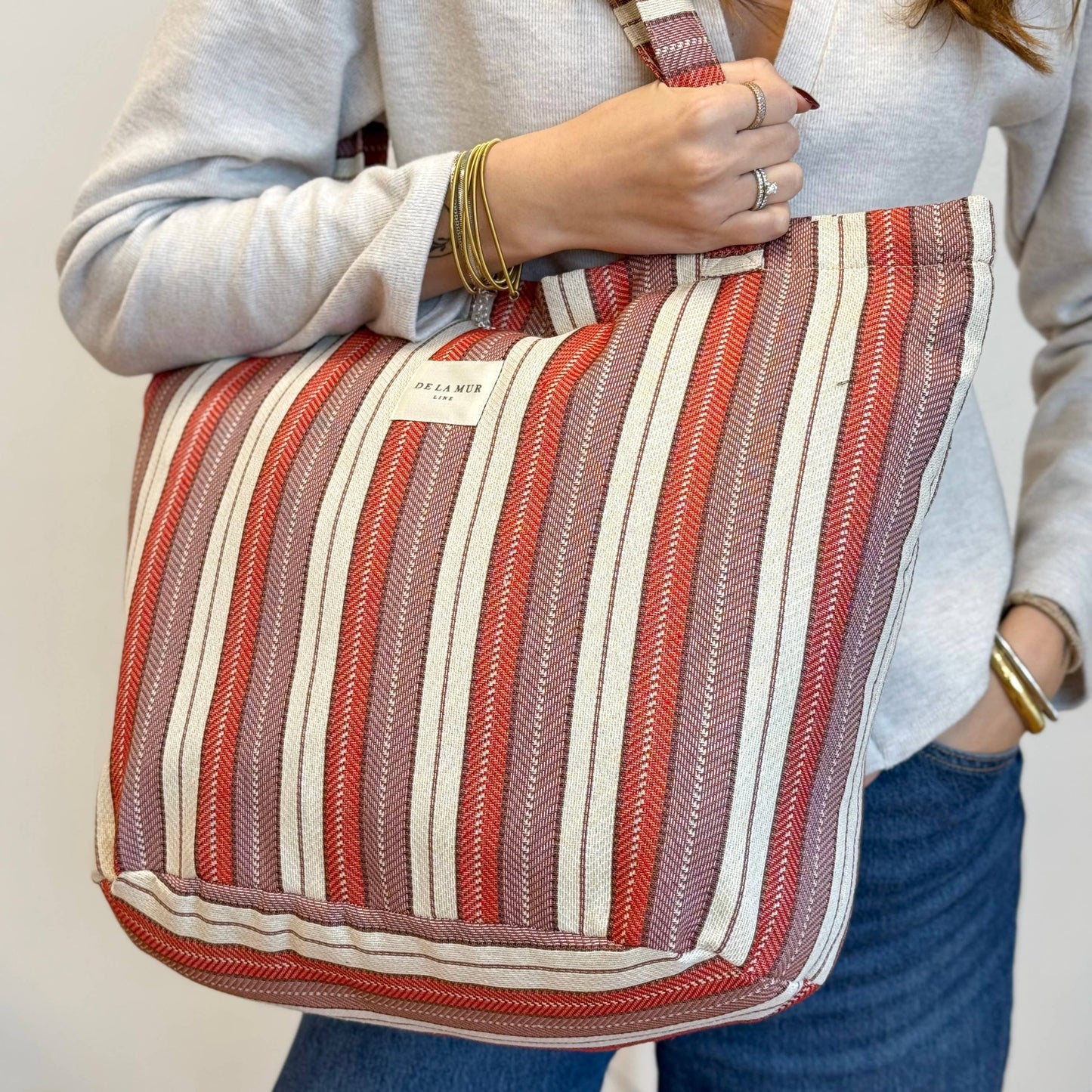 Zippered Tote in Summer Stripe - Large