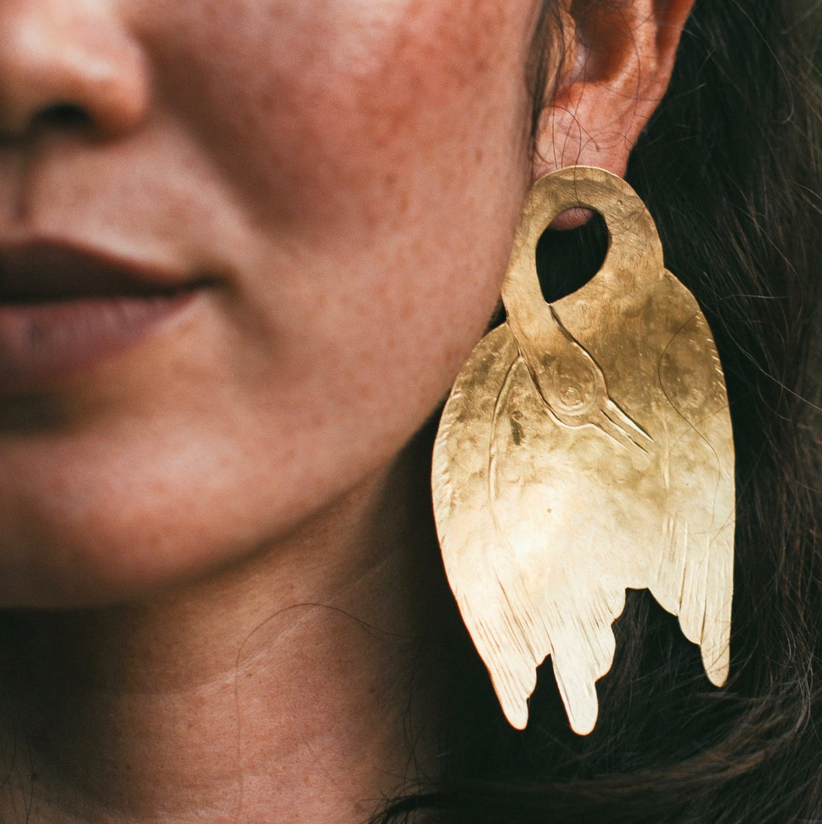 Gold Swan Earrings