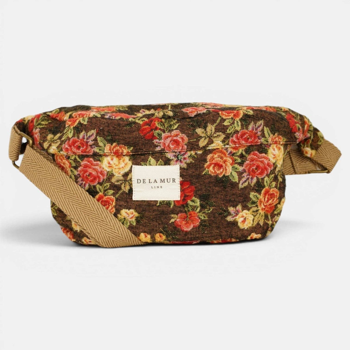 Floral Jacquard Fanny Pack – Brown & Red (Pepi)