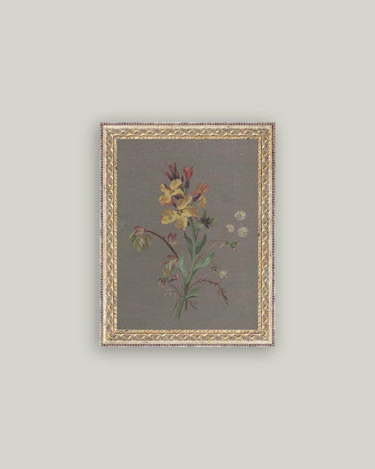 French Wildflowers Framed Antique Art: 8x10