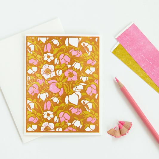 Hellebore (Pink) Letterpress Card