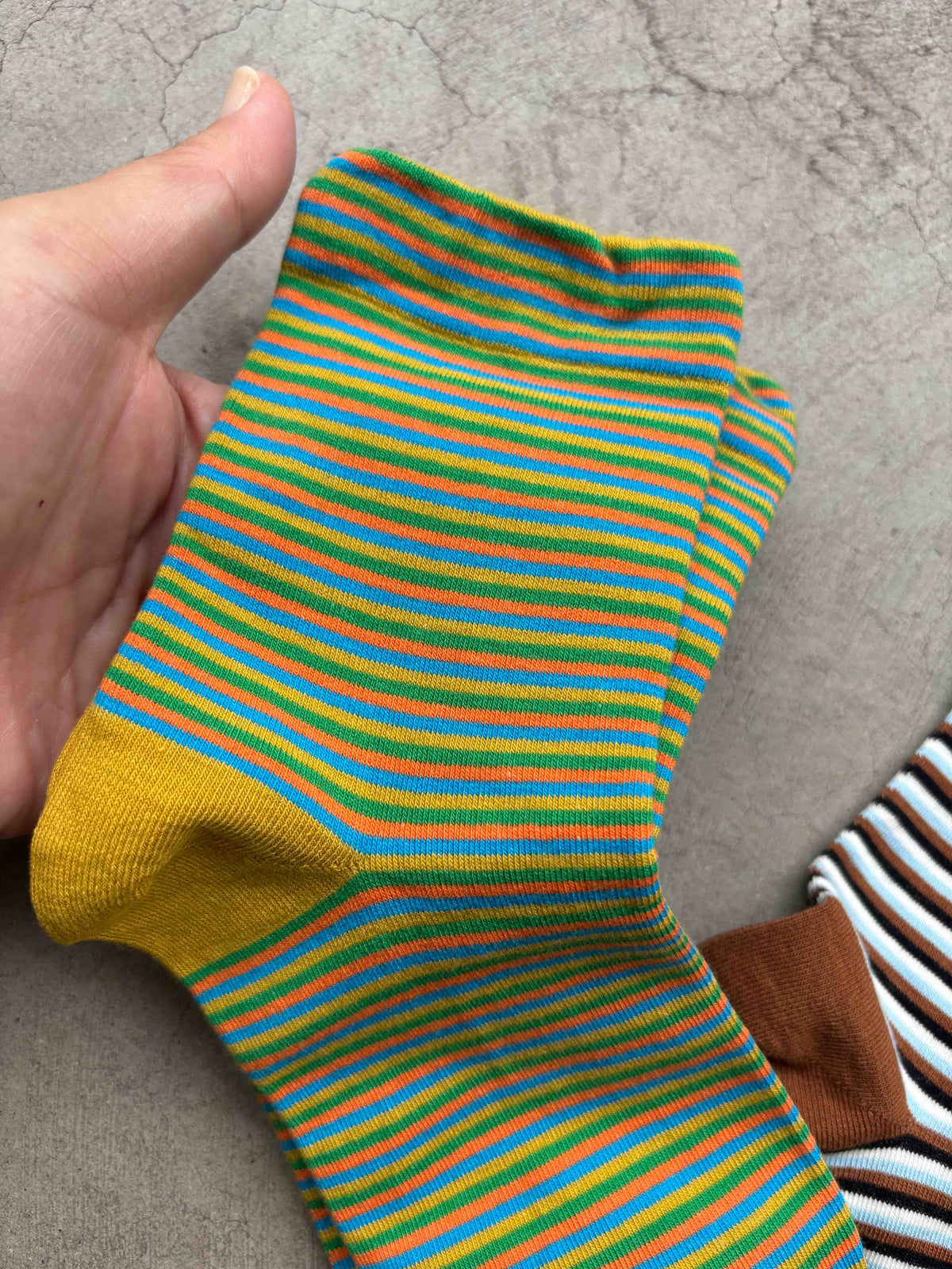 Vintage Micro Stripe Cotton Crew Socks