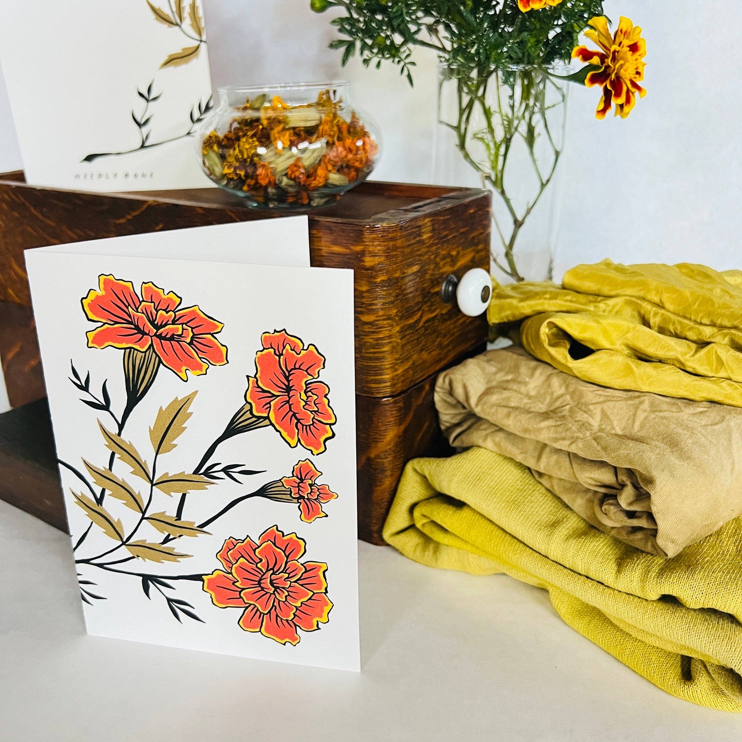 French Marigold 5x7 Card: Set of 5
