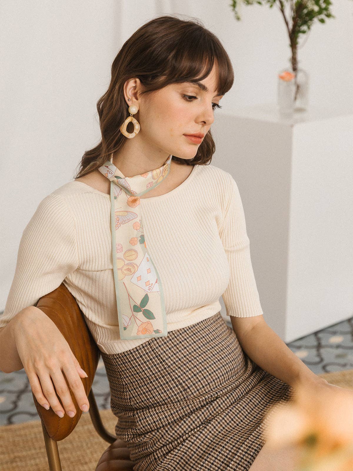 "Wonderland" Silk Twill Neck Bow - Pastel Green