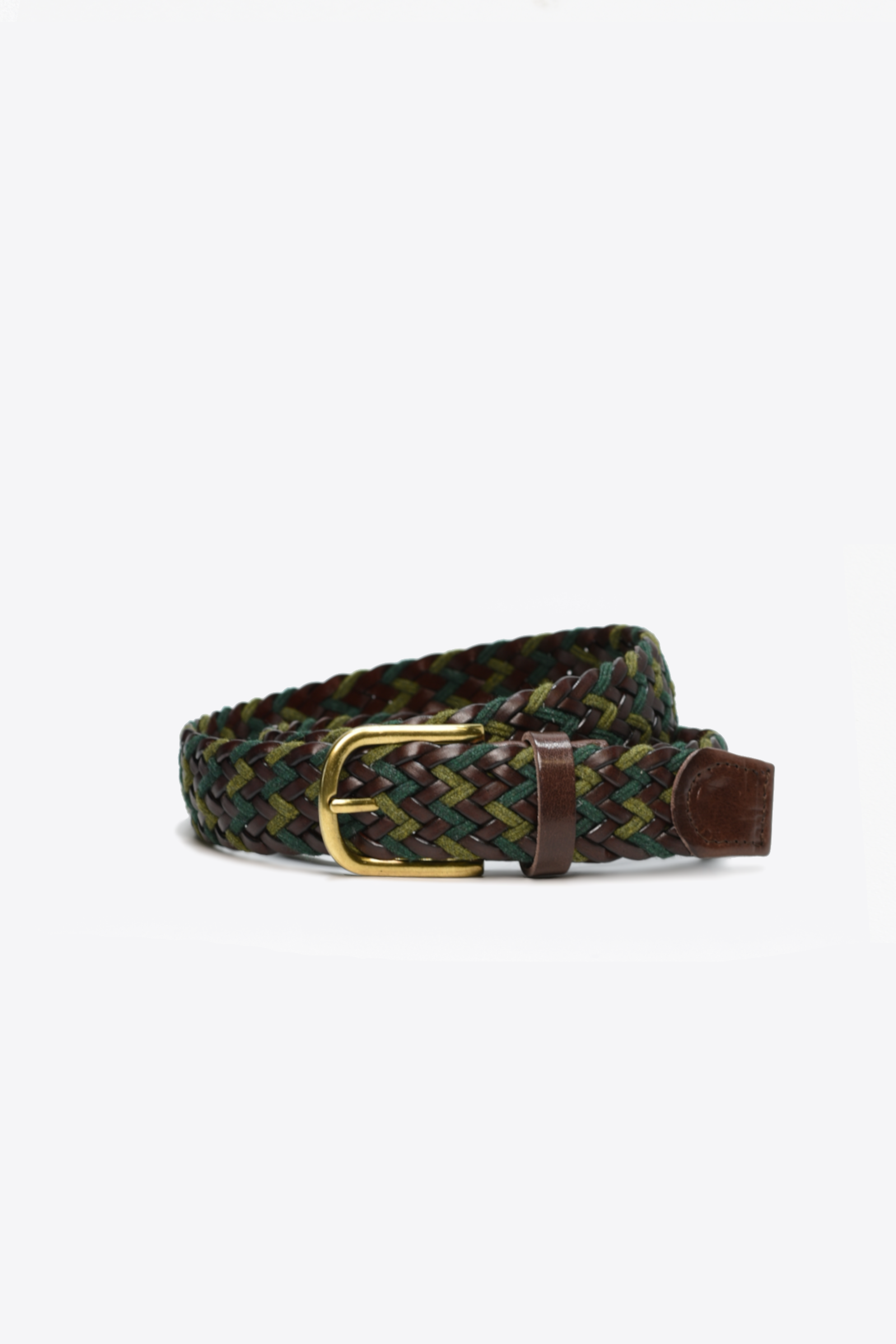 Forest & Moss Green Woven Elastic Leather Belt