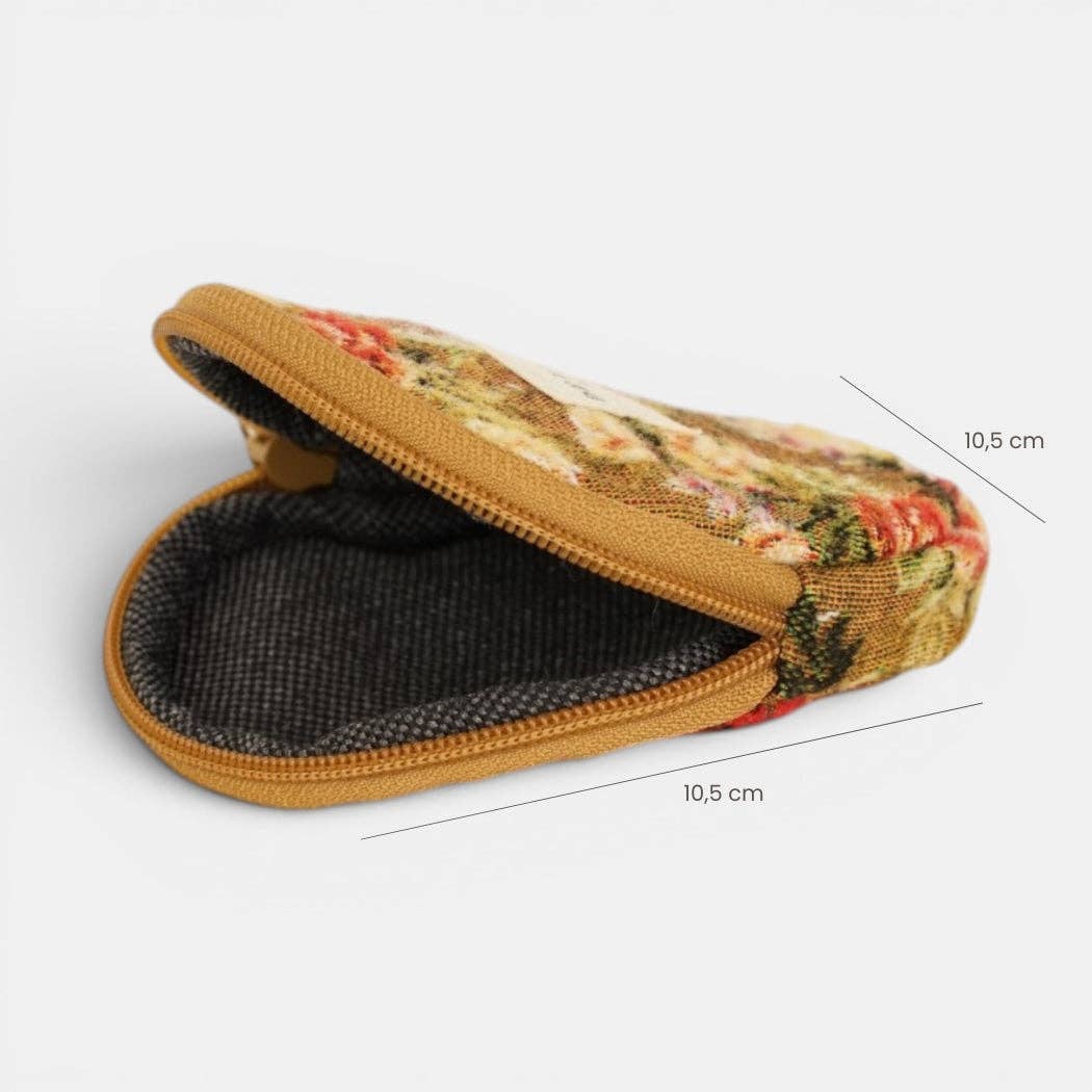 Floral Jacquard Round Coin Purse – Mustard & Red (Esme)