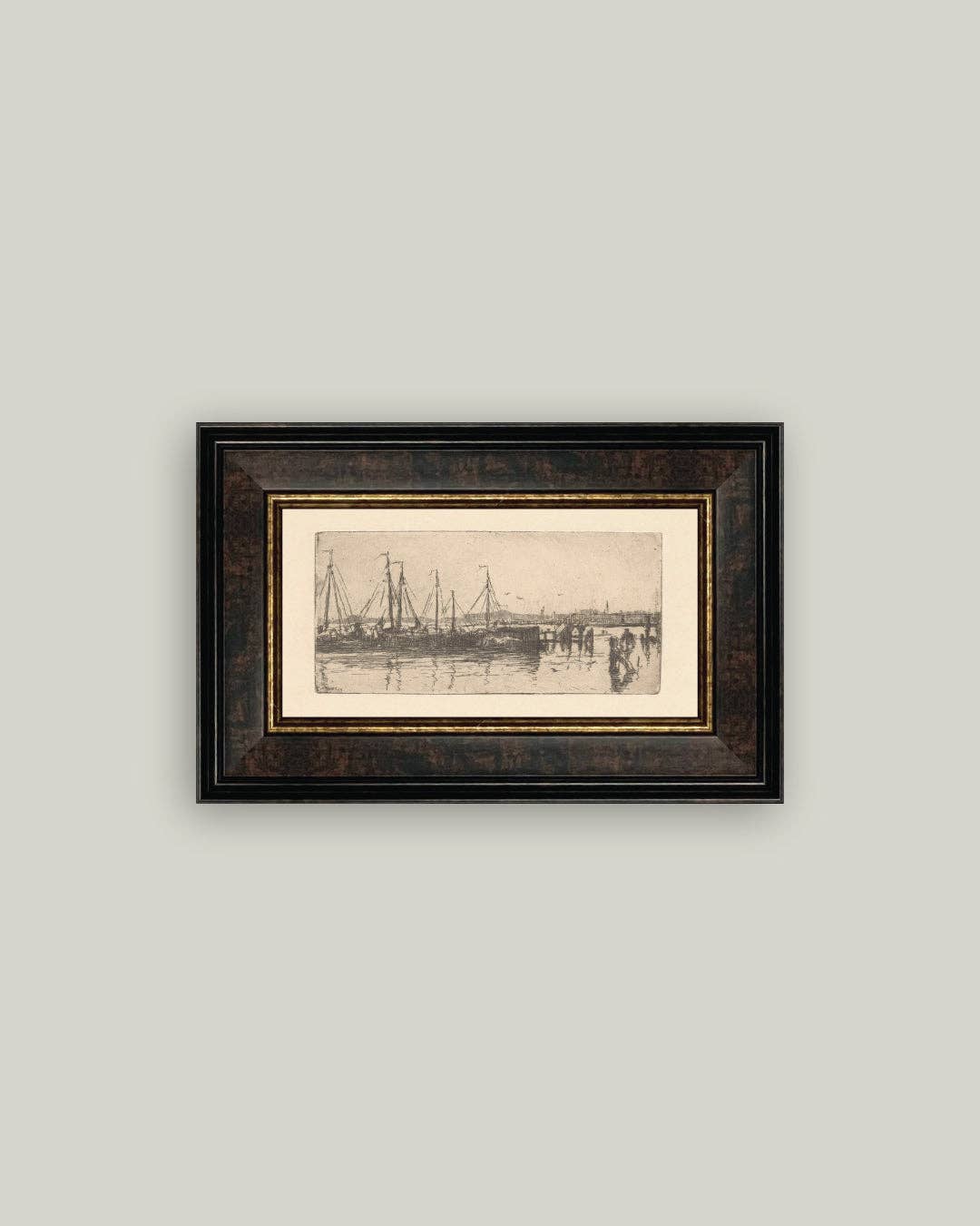 The Barges Framed Antique Art