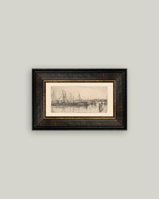 The Barges Framed Antique Art