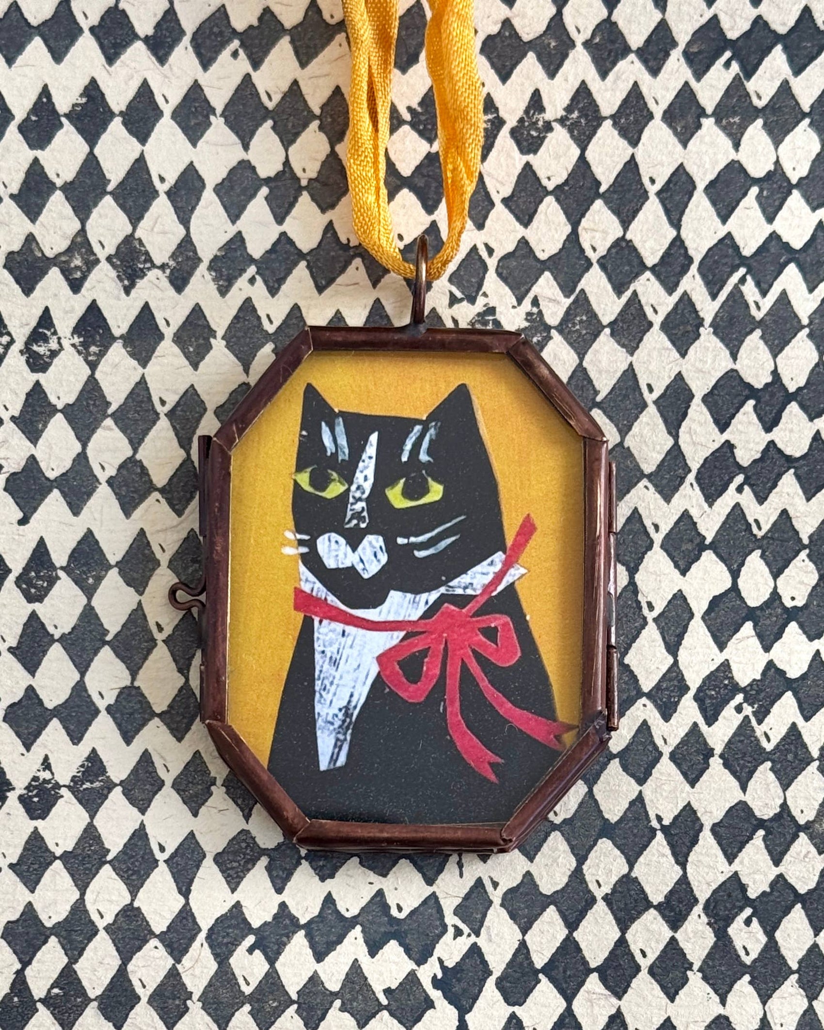 Tuxedo Kitty - Handmade Art Locket