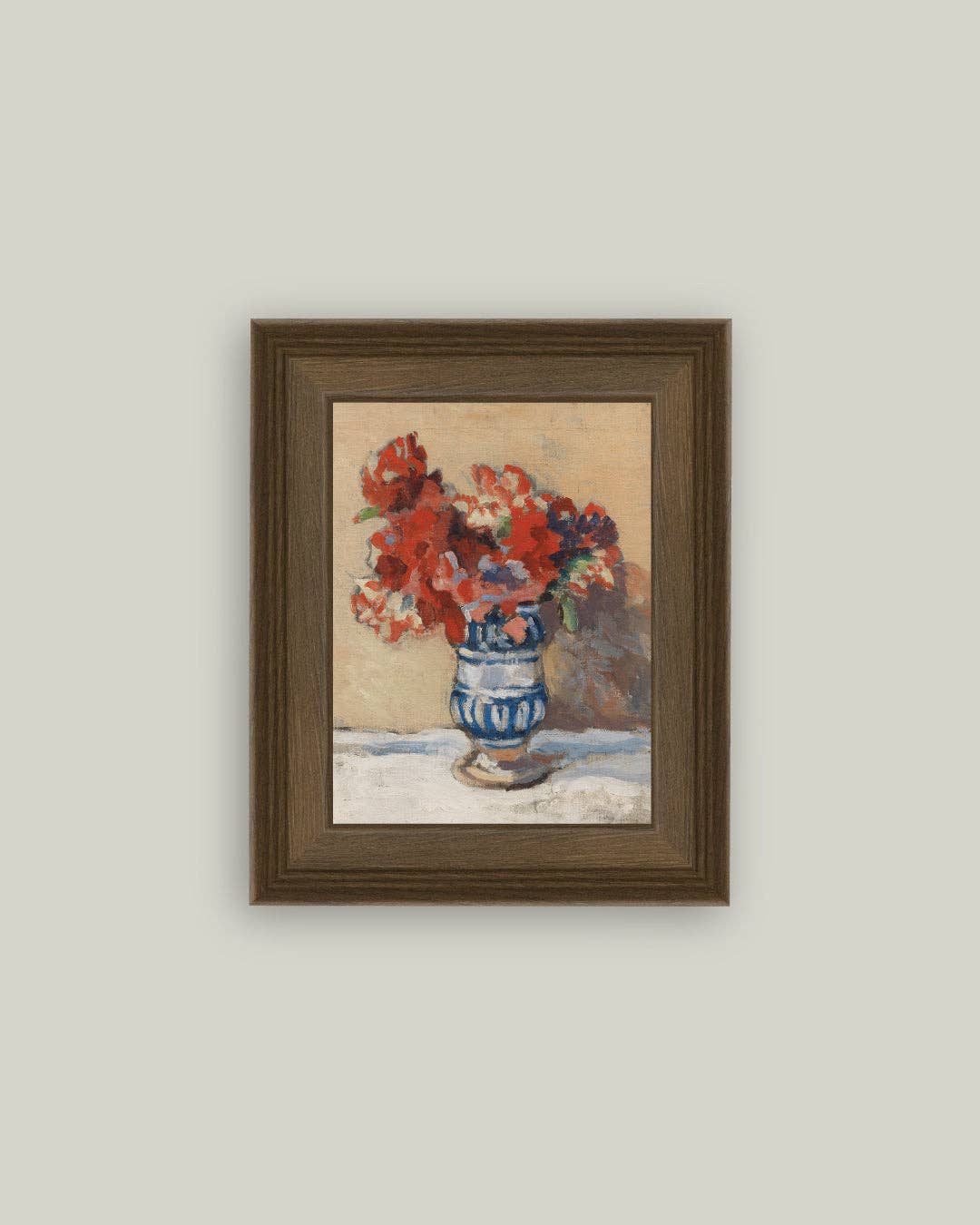 Red Flowers in Blue Vase: 8x10
