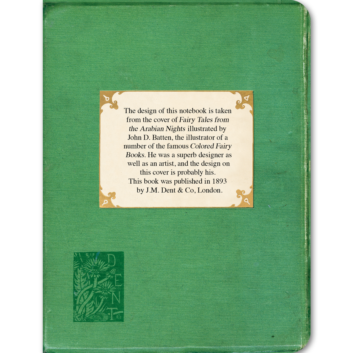 Green Vines with Gold - Vintage Book Cover Notebook