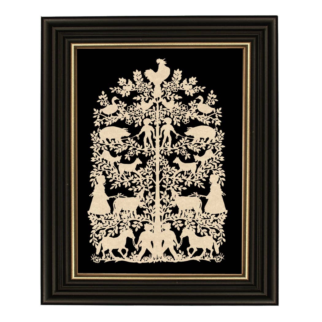 Farm Animals Scherenschnitte Vintage Paper Cutting, 10" x 12"
