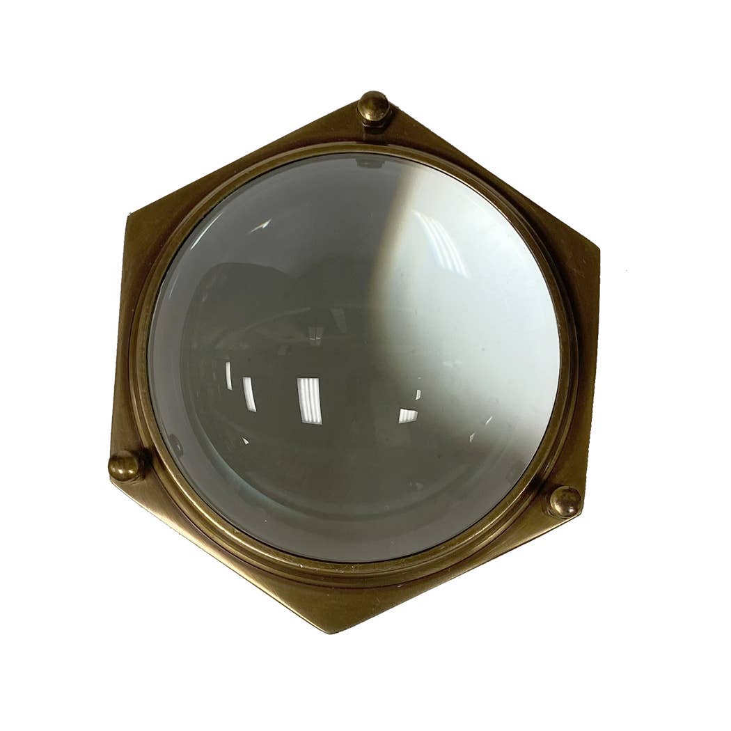 Antiqued Brass Hexagonal Dome Desk Magnifier | Stationery
