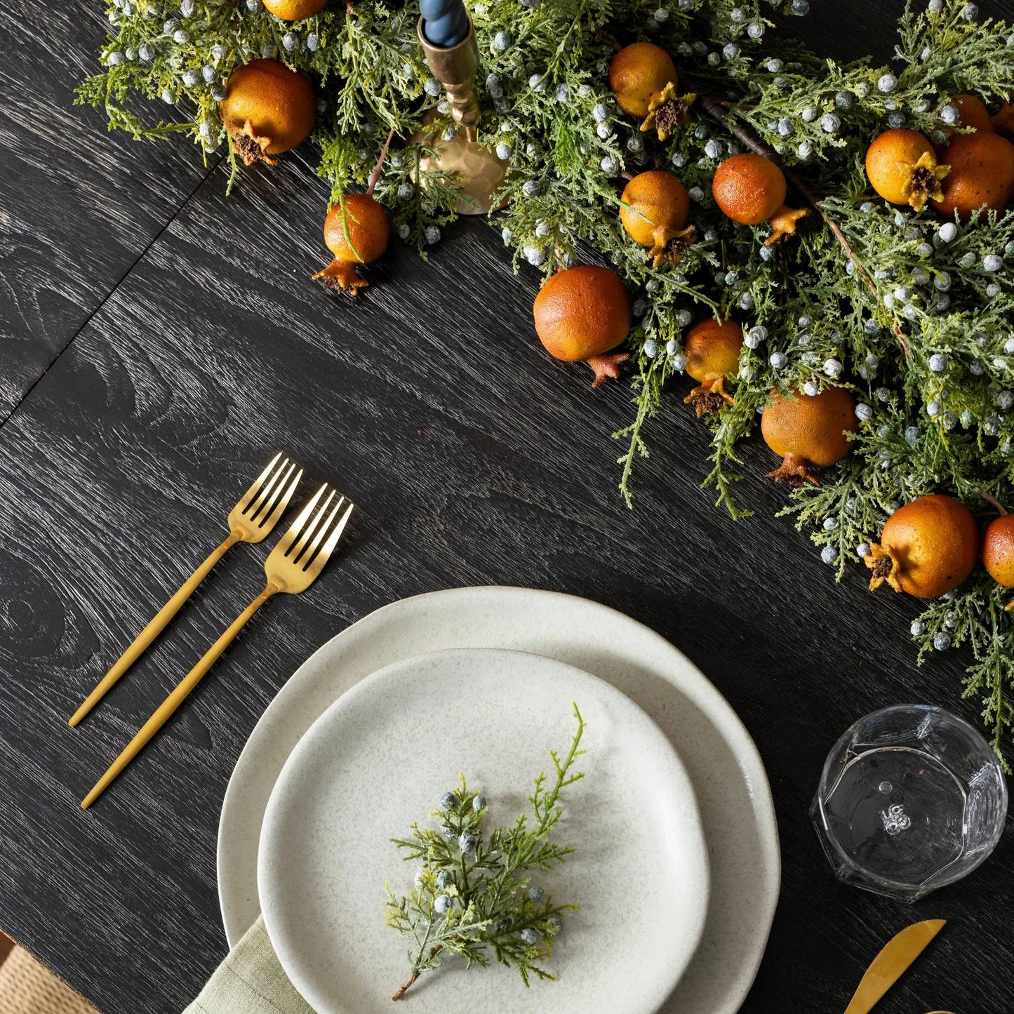 Dried Look Faux Pomegranate Branch  - 44"