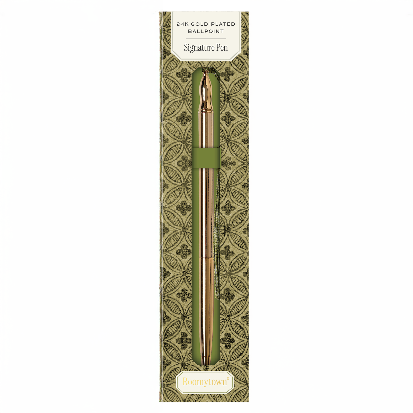 24k Gold Plated Ballpoint Pen - Green Tassel