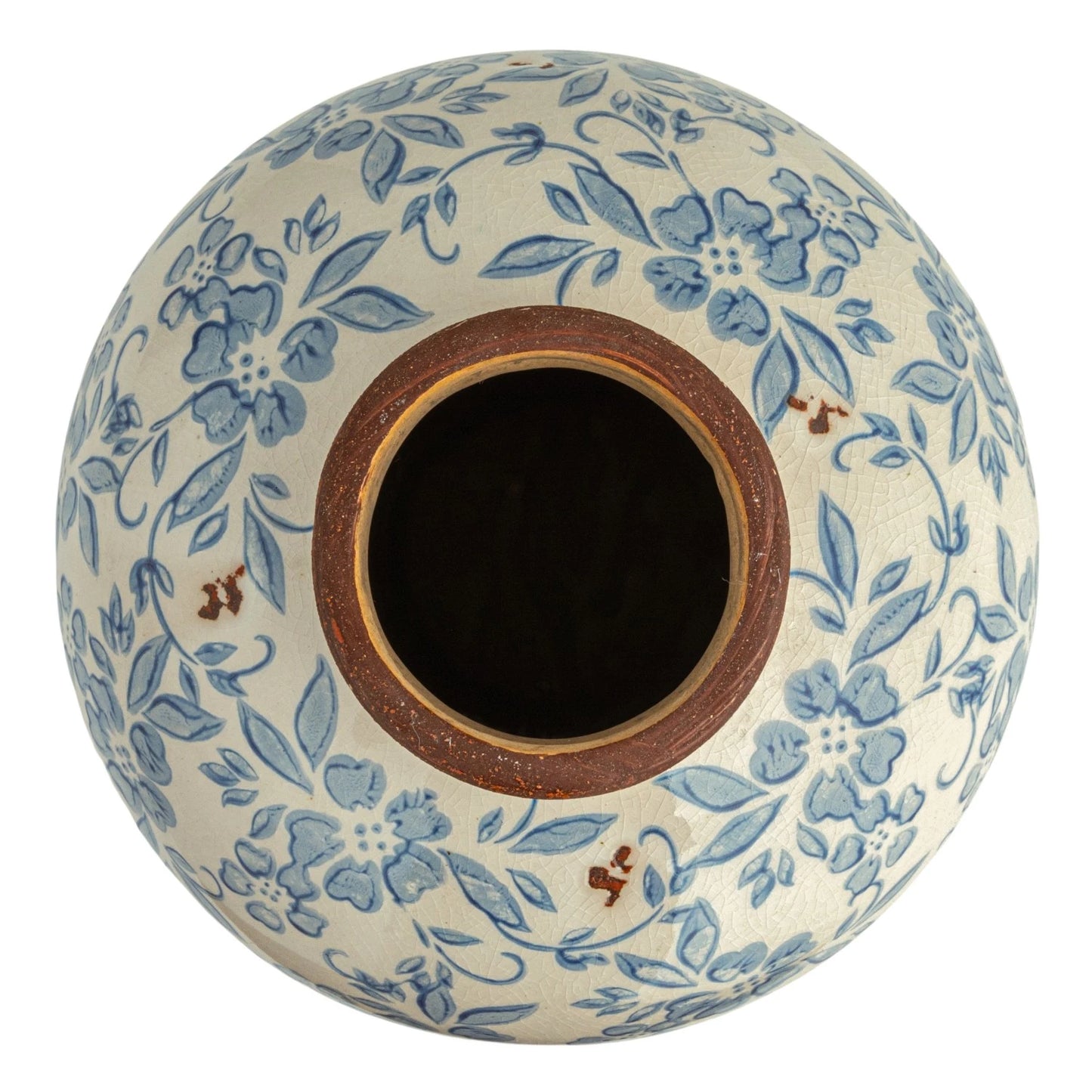 Terracotta Vase with Transferware Pattern