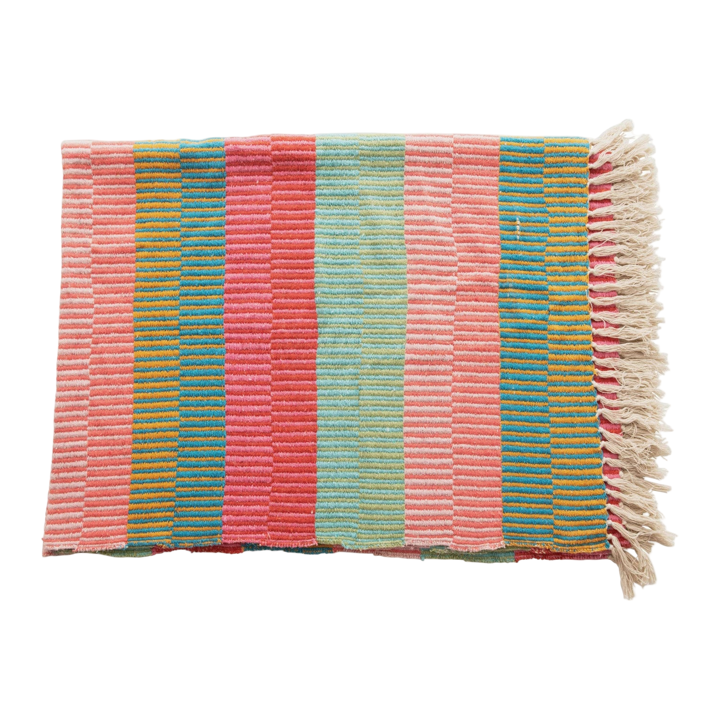 Recycled Cotton Blend Striped Throw