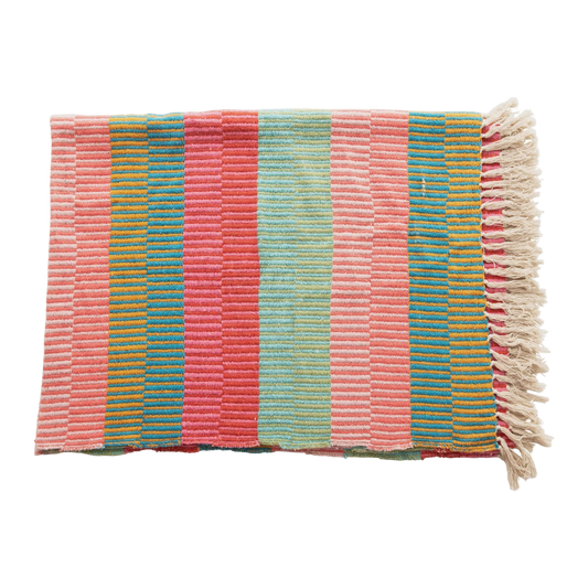 Recycled Cotton Blend Striped Throw