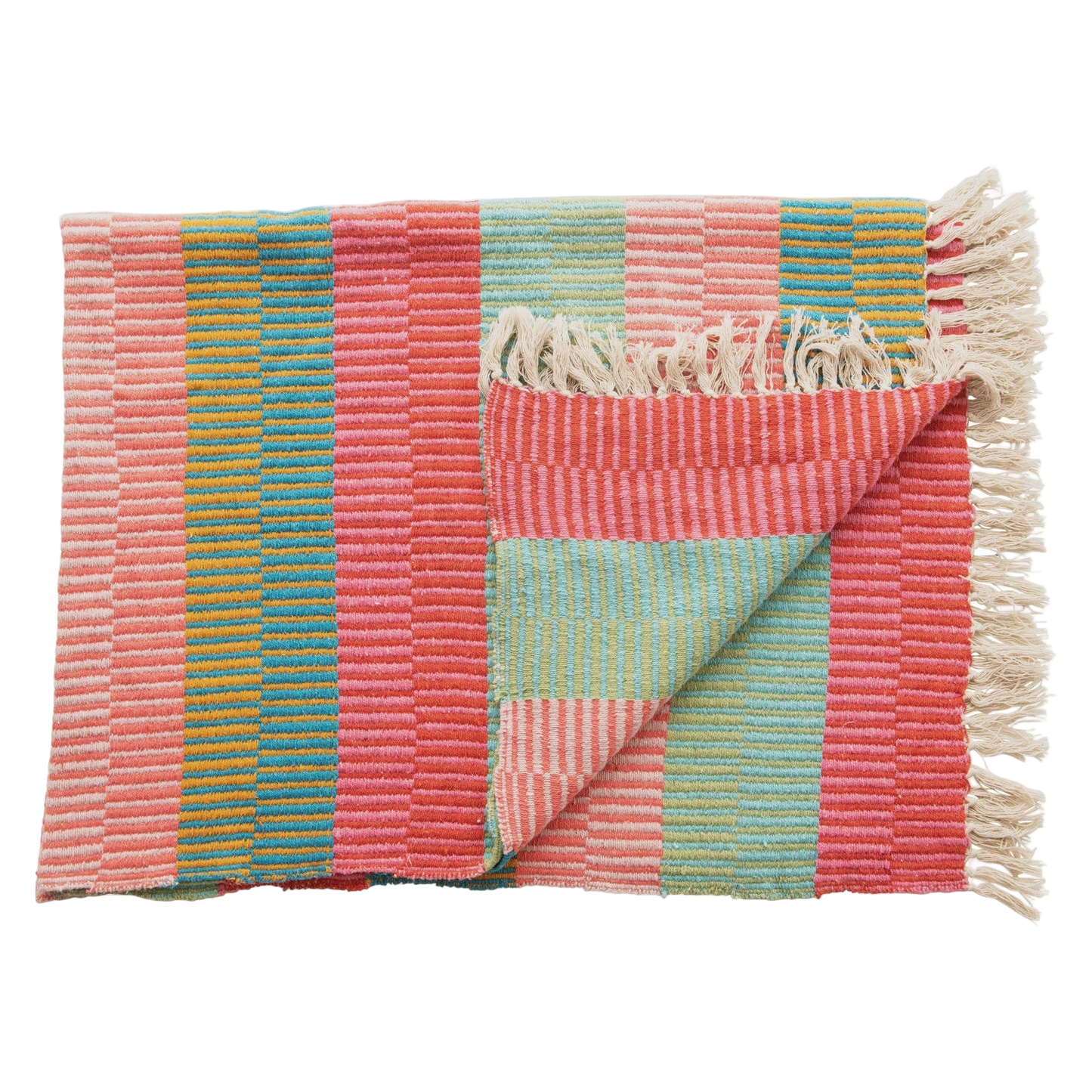 Recycled Cotton Blend Striped Throw