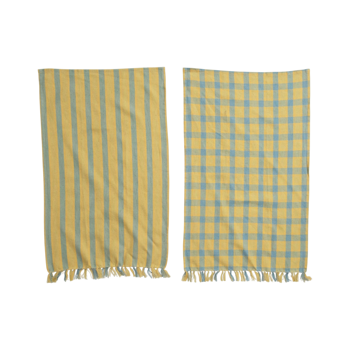 Chartreuse & Blue Woven Tea Towels
