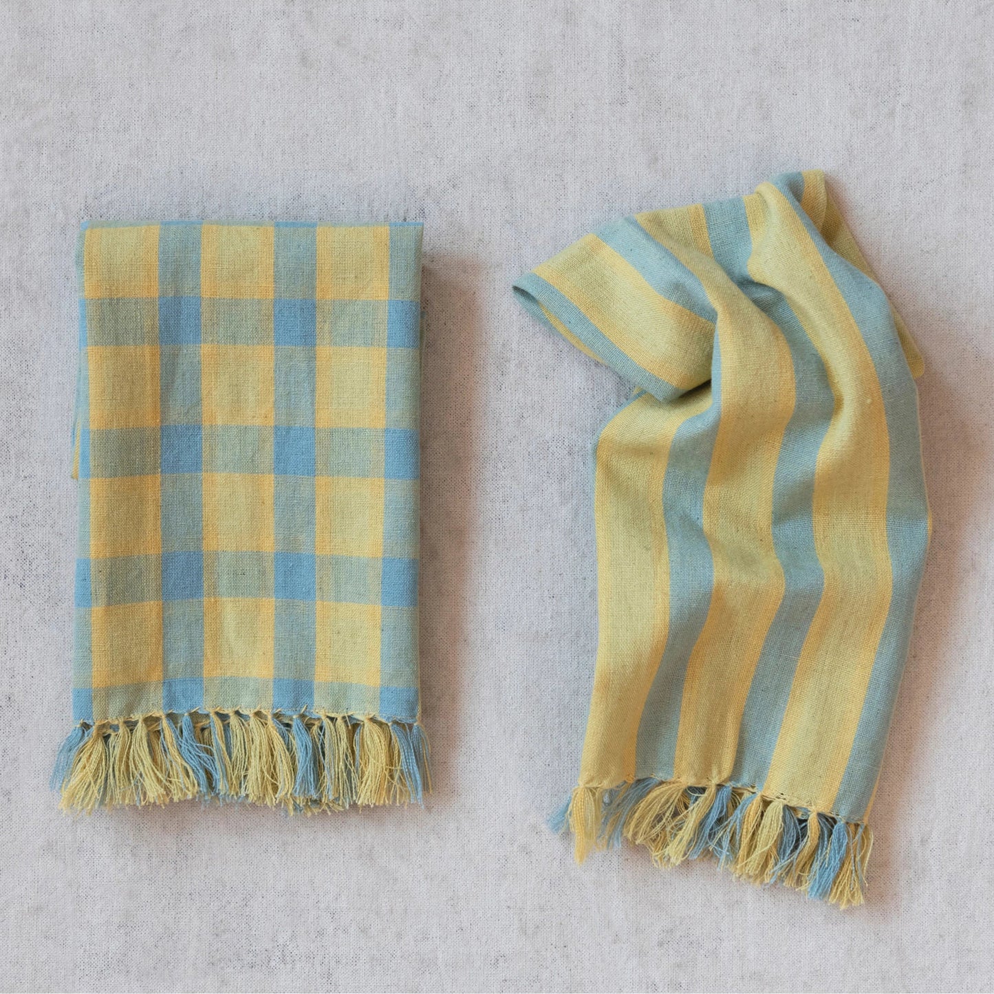 Chartreuse & Blue Woven Tea Towels