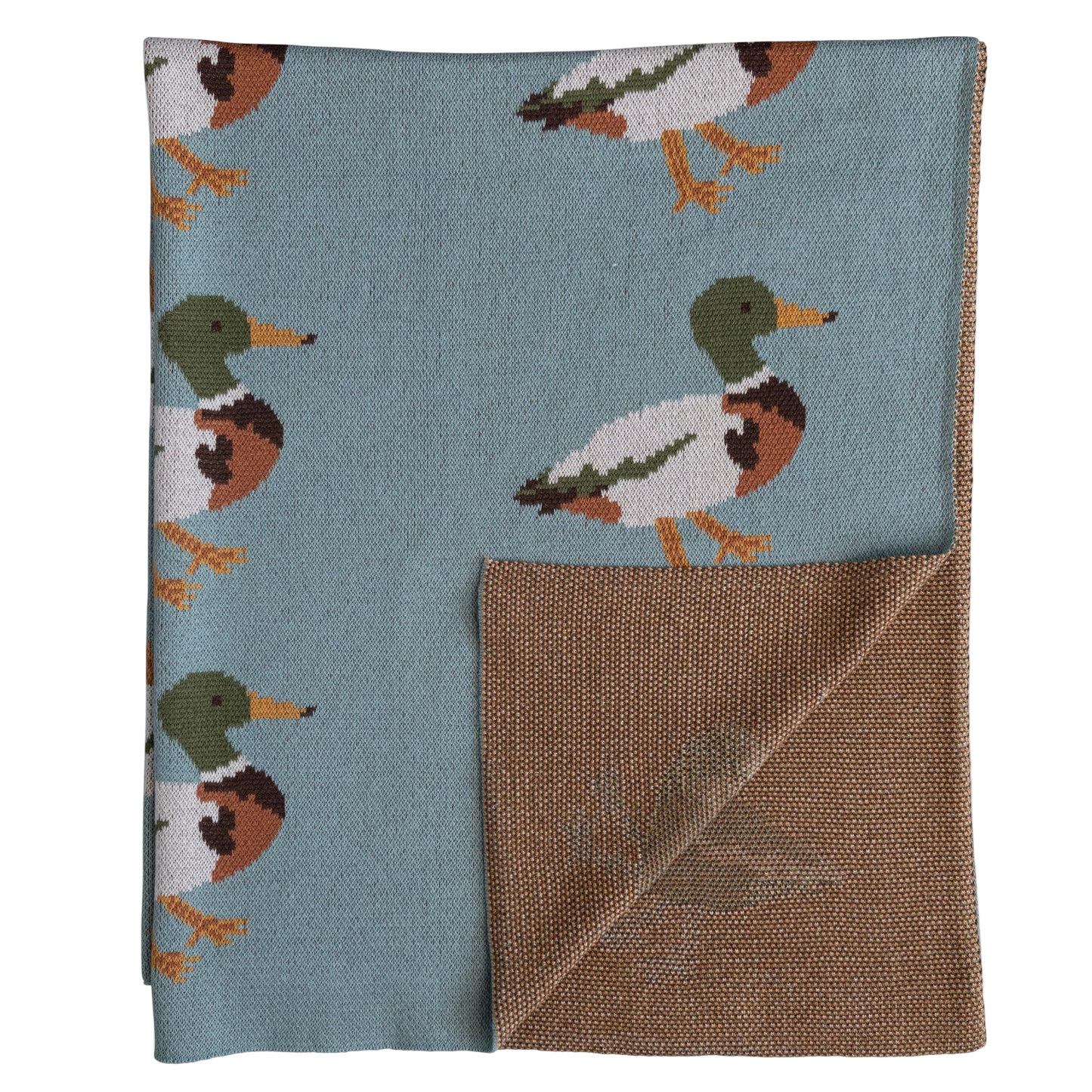 Cotton Knit Baby Blanket - Ducks